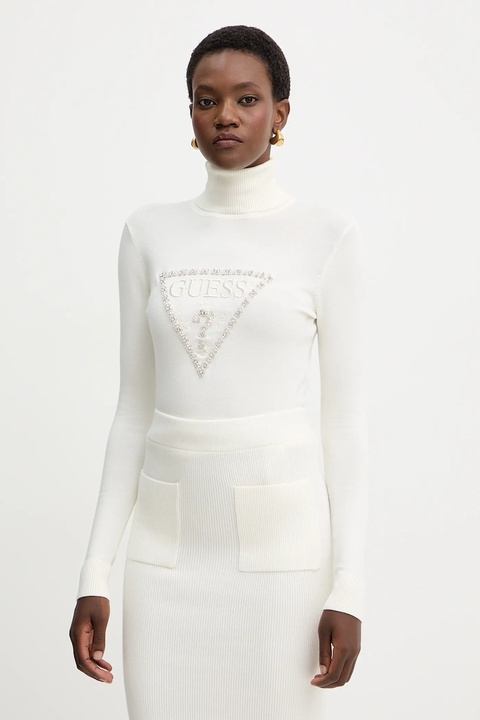 Guess sweter MELANIE damski kolor beżowy lekki z golfem W5BR39 Z2NQ2 - zdjęcie produktu nr 1