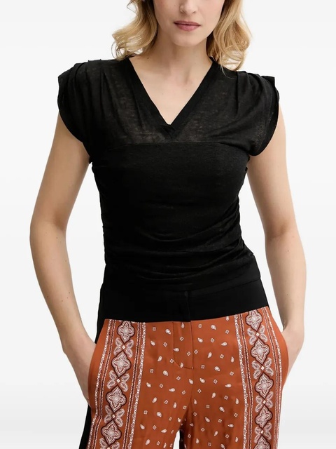 PINKO V-neck puff-sleeve top - Black - zdjęcie produktu nr 1