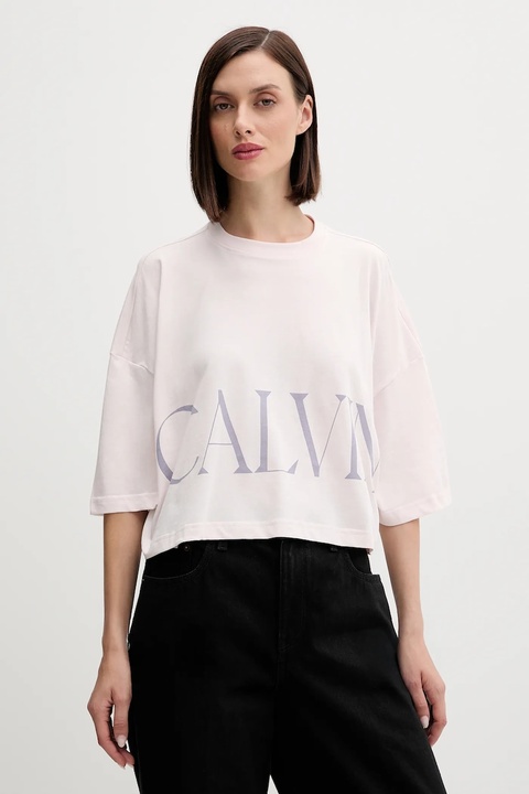 Calvin Klein Jeans t-shirt bawełniany damski kolor różowy LV047D206G - zdjęcie produktu nr 1