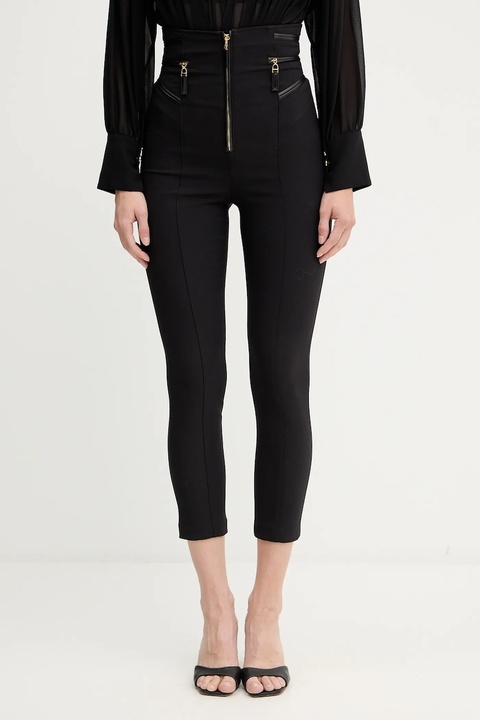 Elisabetta Franchi spodnie damskie kolor czarny dopasowane high waist PA11956E2 - zdjęcie produktu nr 1