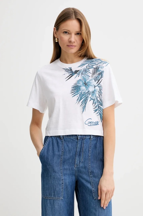 Guess t-shirt bawełniany damski kolor biały W5GI19 K6XN4 - zdjęcie produktu nr 1