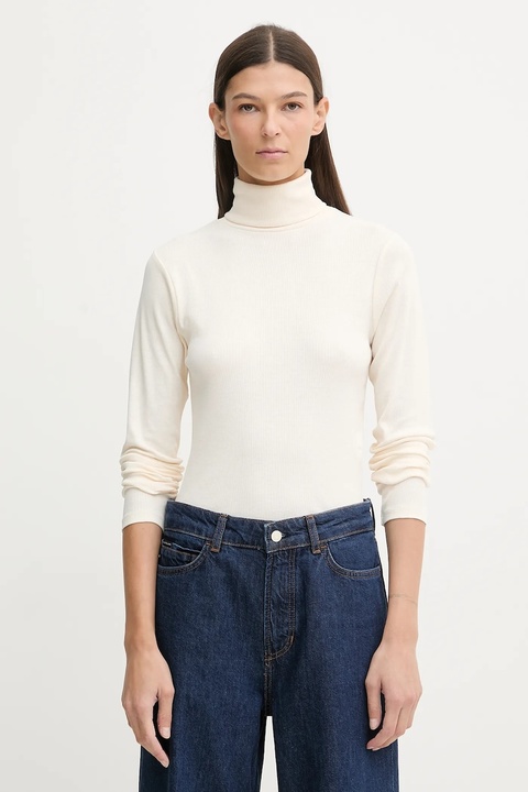 Marc O'Polo longsleeve kolor beżowy z golfem 5000007490 - zdjęcie produktu nr 1