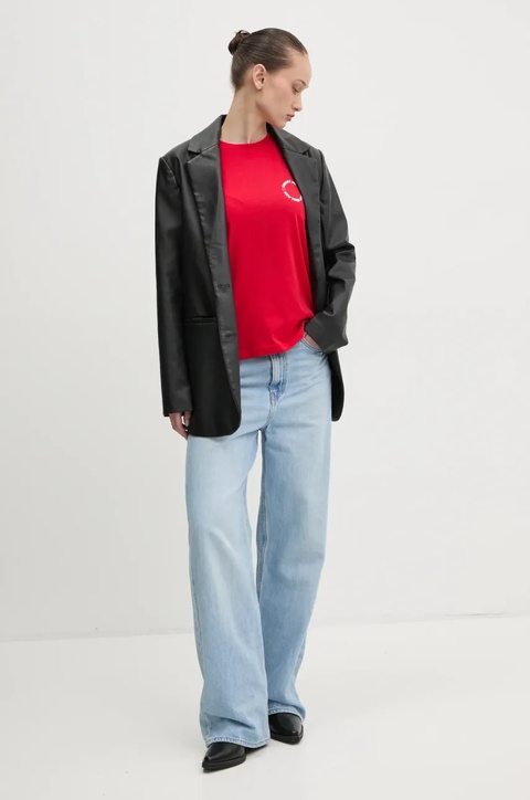 Tommy Jeans t-shirt bawełniany damski kolor czerwony DW0DW21768 - zdjęcie produktu nr 2