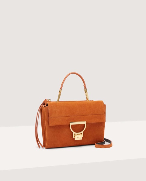 COCCINELLE - Jasnobrązowa torba z zamszu Arlettis Mini - zdjęcie produktu nr 1