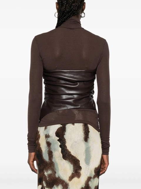 Nanushka draped-panel turtleneck top - Brown - zdjęcie produktu nr 2