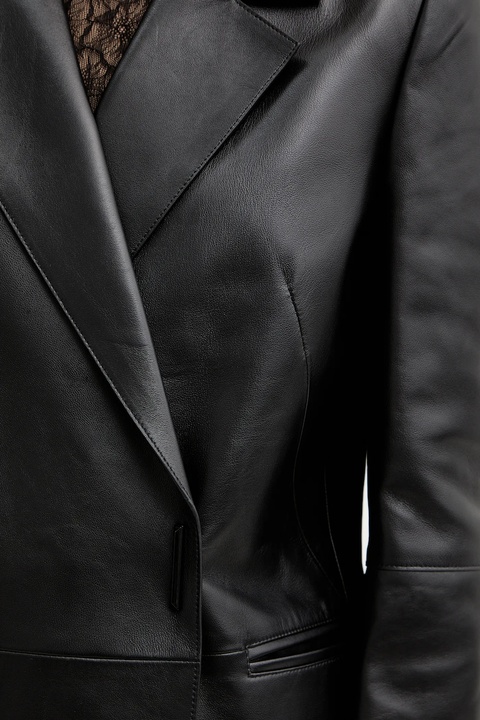 BOSS płaszcz skórzany kolor czarny 50556276 - zdjęcie produktu nr 2