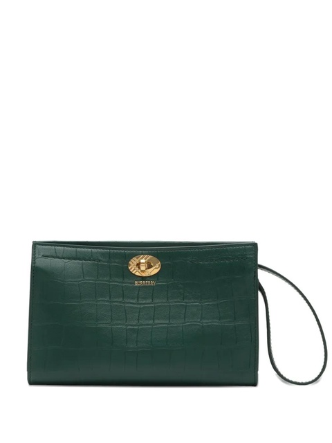 Burberry Cotswolds crocodile-effect leather clutch bag - Green - zdjęcie produktu nr 1
