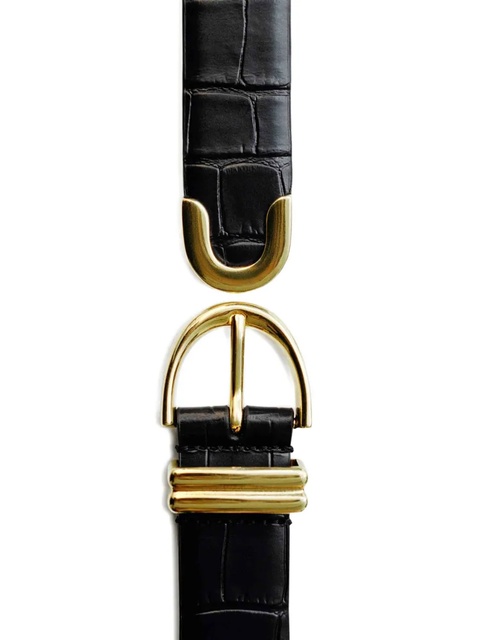 KHAITE crocodile-embossed leather belt - Black - zdjęcie produktu nr 1