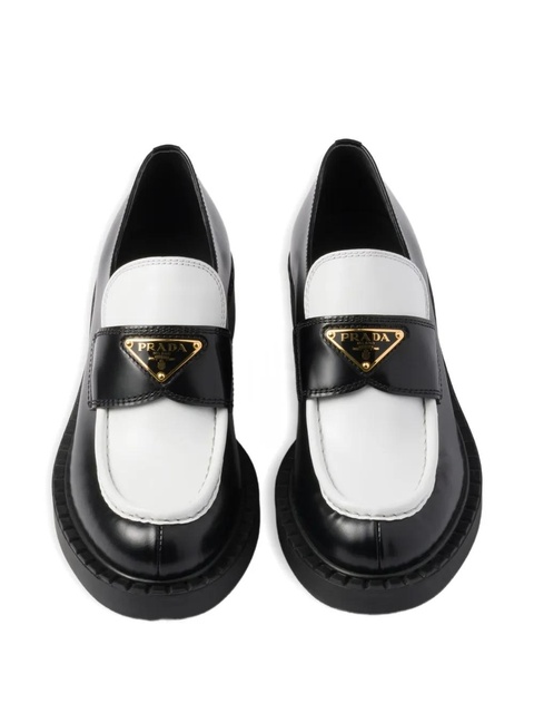 Prada leather Triangle-logo loafers - Black - zdjęcie produktu nr 2