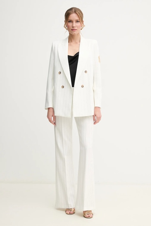 Ermanno Scervino spodnie damskie kolor biały szerokie high waist 56TP004EV7 - zdjęcie produktu nr 2
