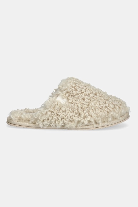 Calvin Klein kapcie CLOSE SLIPPER FUR kolor beżowy YW0YW01975 - zdjęcie produktu nr 2