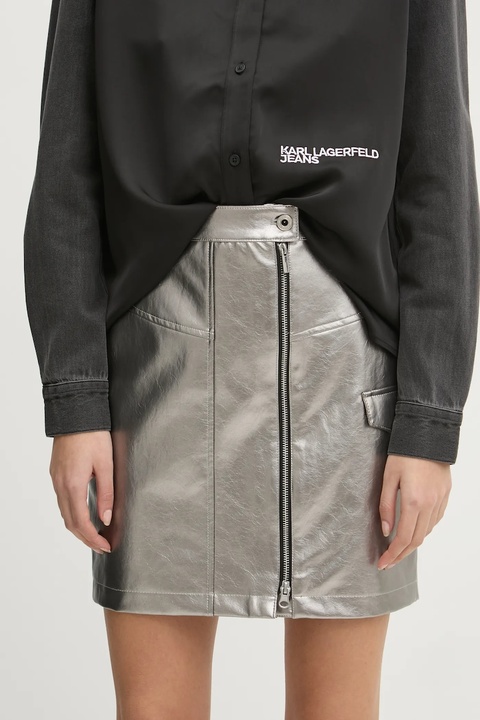 Karl Lagerfeld Jeans spódnica kolor srebrny mini rozkloszowana A1W12013 - zdjęcie produktu nr 1