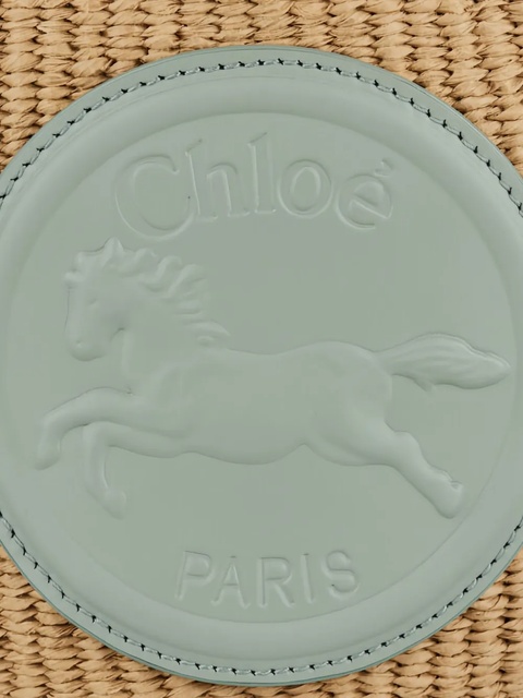 Chloé mini horse-emblem raffia bucket bag - Neutrals - zdjęcie produktu nr 2