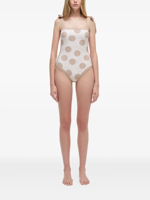 Simkhai polka-dot tie-detail swimsuit - Neutrals - zdjęcie produktu nr 1