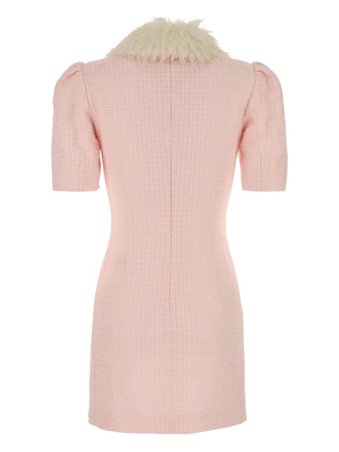 Alessandra Rich button-up dress with faux fur collar - Pink - zdjęcie produktu nr 2