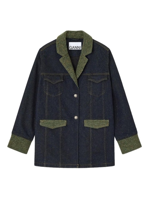 GANNI pocket collared jacket - Blue - zdjęcie produktu nr 1