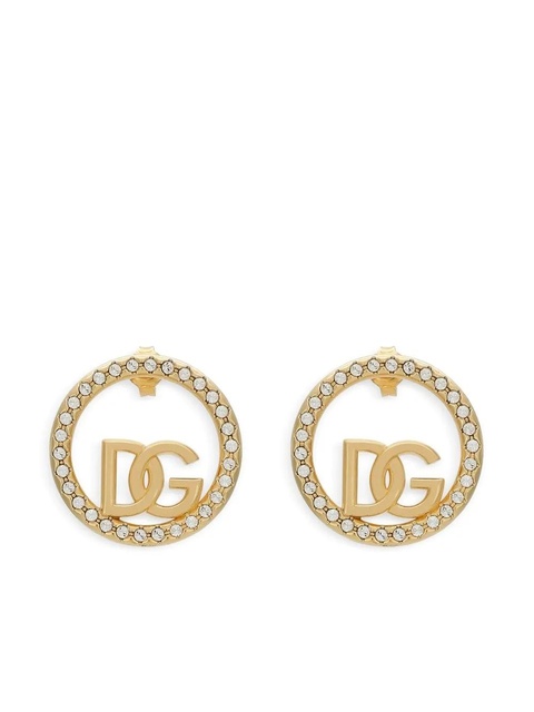 Dolce & Gabbana DG-logo rhinestone-embellished hoop earrings - Gold - zdjęcie produktu nr 1