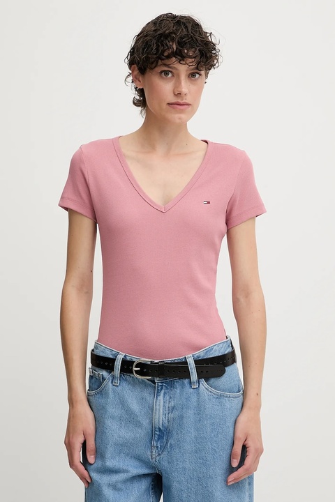 Tommy Jeans t-shirt damski kolor pomarańczowy DW0DW17385 - zdjęcie produktu nr 1