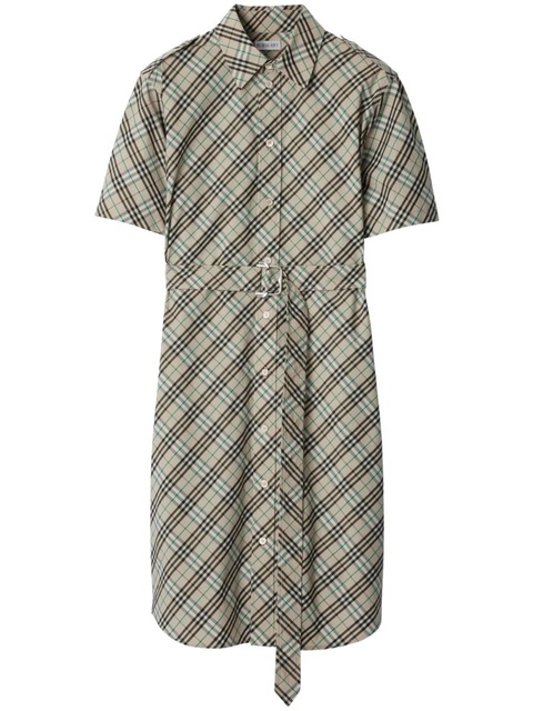 Burberry check cotton shirt mini dress - Neutrals - zdjęcie produktu nr 1
