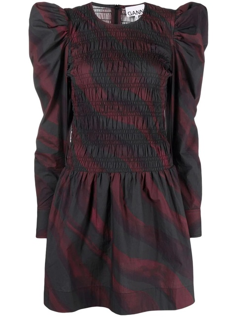 GANNI puff shoulder abstract-print dress - Purple - zdjęcie produktu nr 1