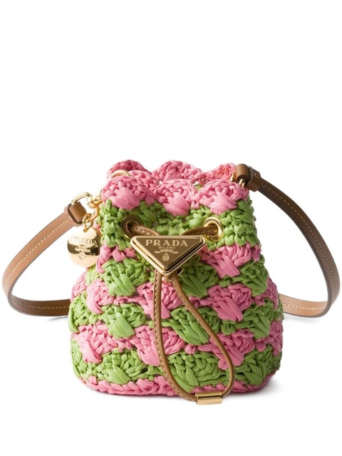 Prada mini crochet-knit bucket bag - Green - zdjęcie produktu nr 1