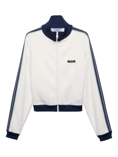 Prada leather-elbow patches striped sweatshirt - White - zdjęcie produktu nr 2