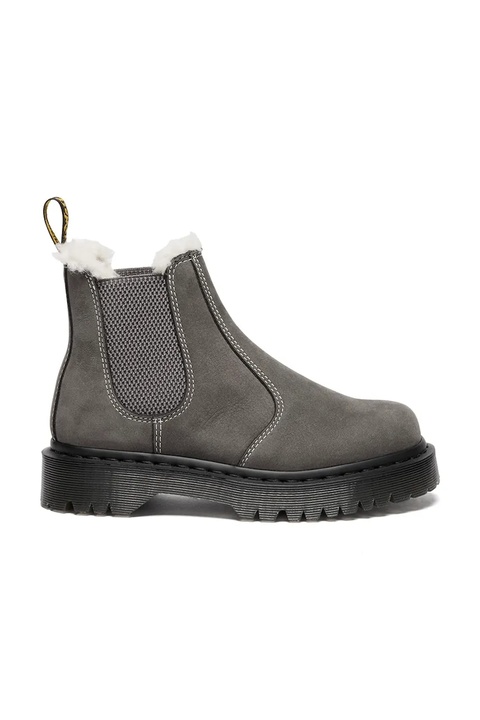 Dr. Martens sztyblety zamszowe 2976 Bex Fur Lined damskie kolor szary na platformie lekko ocieplone DM41420020 - zdjęcie produktu nr 1