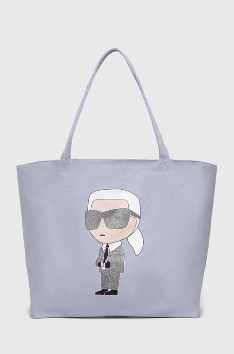 Karl Lagerfeld torebka bawełniana kolor niebieski - zdjęcie produktu nr 1