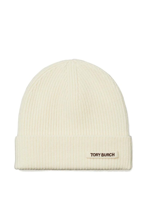 Tory Burch ribbed-knit beanie hat - White - zdjęcie produktu nr 2
