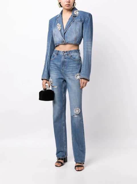 AREA crystal-embellished straight-leg jeans - Blue - zdjęcie produktu nr 1