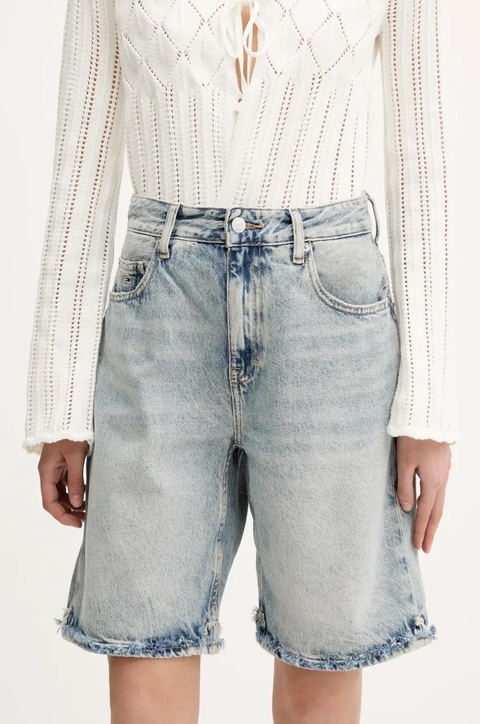 Tommy Jeans szorty jeansowe damskie kolor niebieski gładkie high waist DW0DW20086 - zdjęcie produktu nr 1