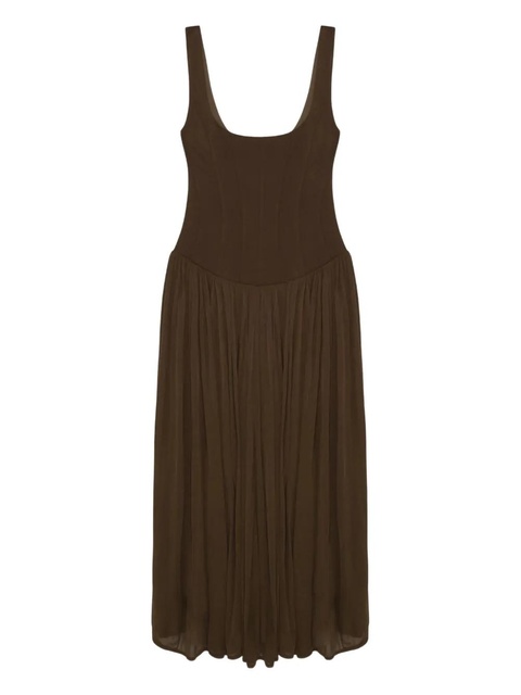 Simkhai corset-bodice pleated midi day dress - Brown - zdjęcie produktu nr 1