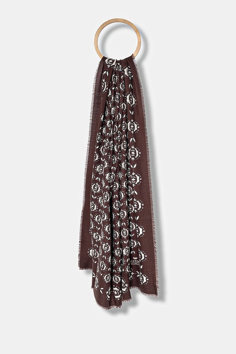 Weekend Max Mara szal wełniany TAMBUTO damski kolor brązowy wzorzysty 2525546084600 - zdjęcie produktu nr 1