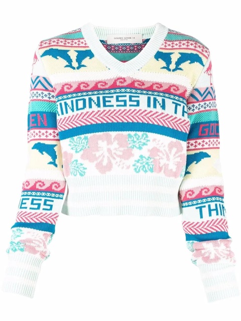 Golden Goose patterned knit cropped jumper - Pink - zdjęcie produktu nr 1