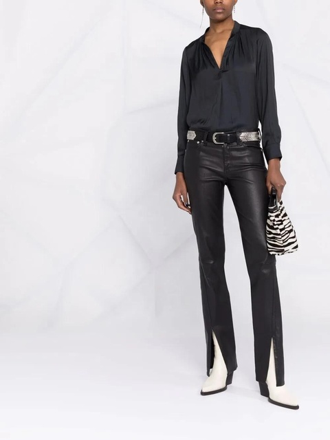 Zadig&Voltaire satin-finish V-neck blouse - Black - zdjęcie produktu nr 2