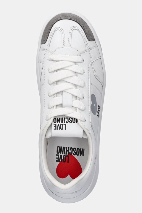 Love Moschino sneakersy skórzane damskie kolor biały JA15205G1NIAJ10B - zdjęcie produktu nr 1