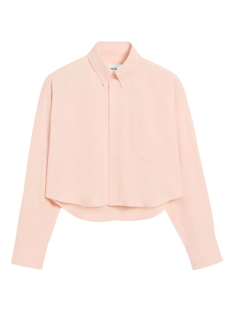 AMI Paris heart-embroidered Oxford shirt - Pink - zdjęcie produktu nr 1