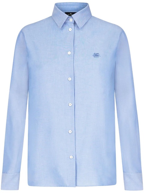 ETRO Pegaso-embroidered cotton shirt - Blue - zdjęcie produktu nr 1
