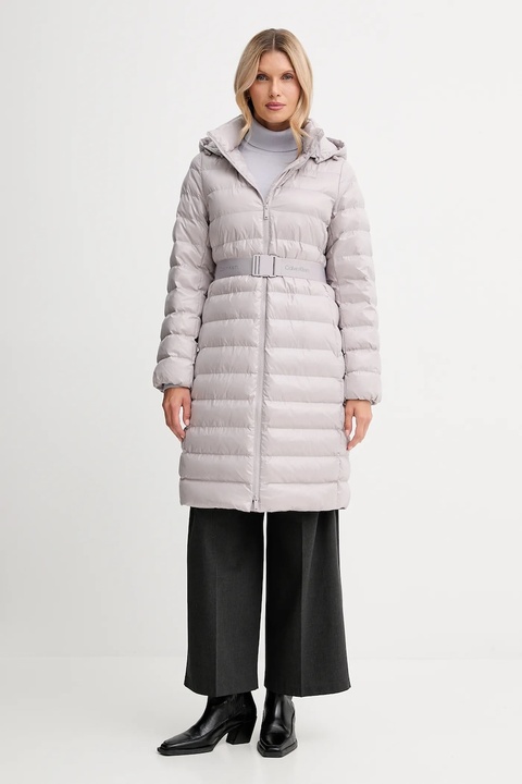 Calvin Klein sweter z dodatkiem wełny damski kolor fioletowy lekki z golfem LV044D371G - zdjęcie produktu nr 2