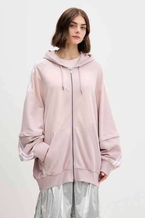 adidas Originals bluza bawełniana Oversized Hoodie damska kolor różowy z kapturem z aplikacją KE9804 - zdjęcie produktu nr 1