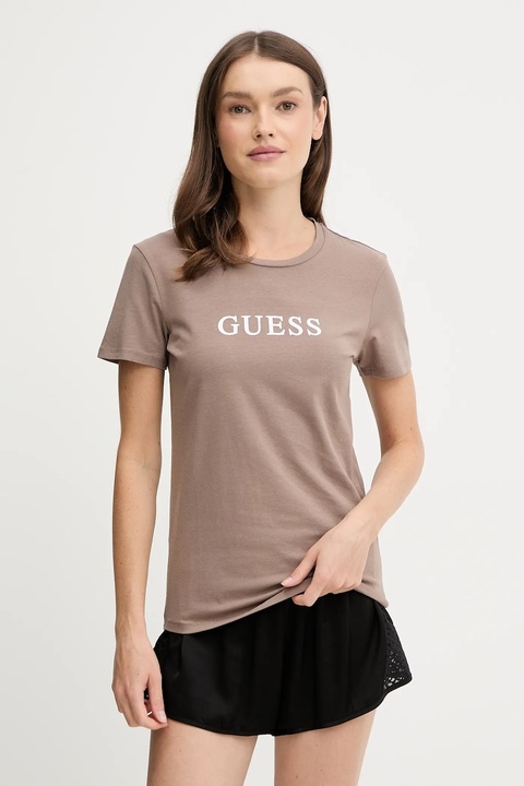 Guess t-shirt NEW CARRIE damski kolor brązowy O5RI01 KBBU1 - zdjęcie produktu nr 2