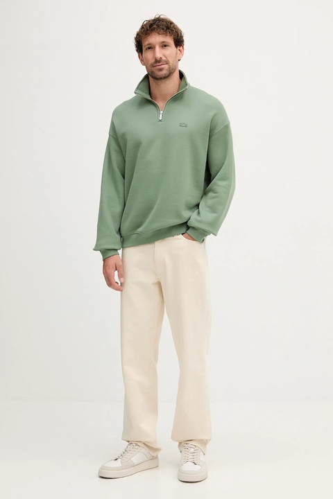 Lacoste bluza bawełniana kolor zielony gładka SH7759 - zdjęcie produktu nr 2