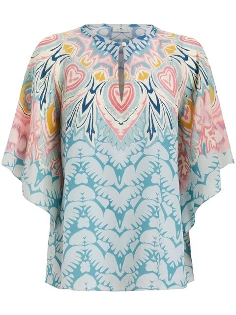 ETRO graphic-print silk blouse - Blue - zdjęcie produktu nr 1