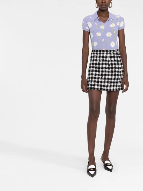 Alessandra Rich herringbone-pattern print mini skirt - White - zdjęcie produktu nr 2