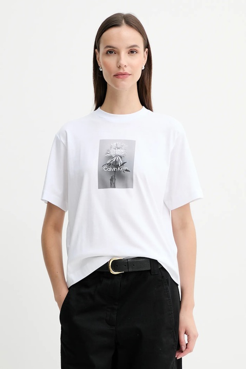 Calvin Klein Jeans t-shirt bawełniany damski kolor biały LV047D880G - zdjęcie produktu nr 1