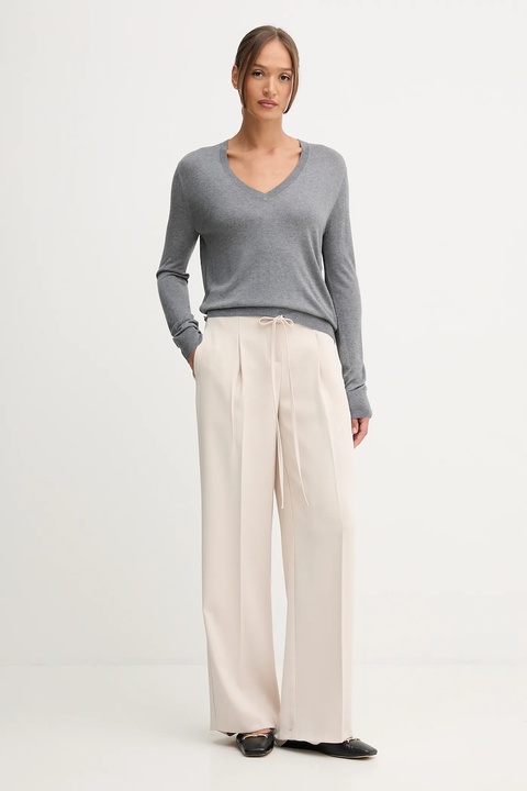 United Colors of Benetton sweter z domieszką jedwabiu damski kolor szary lekki 1ZRED402L - zdjęcie produktu nr 2