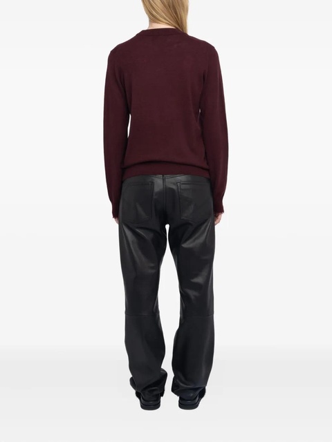 Zadig&Voltaire Ivy frayed-cuffs crew-neck sweater - Red - zdjęcie produktu nr 2