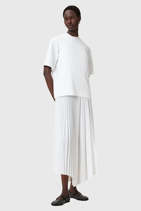 AllSaints sukienka i t-shirt JAX kolor biały maxi rozkloszowana W326DB - zdjęcie produktu nr 1