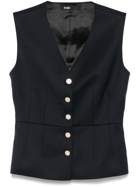 Maje V-neck waistcoat - Blue - zdjęcie produktu nr 1