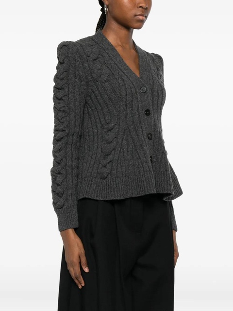 Alexander McQueen peplum-hem cable-knit cardigan - Grey - zdjęcie produktu nr 2